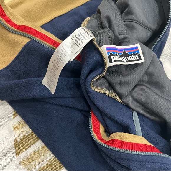 Patagonia Youth Micro D Snap-T 'New Navy Grayling Brown' Jacket SZ XL 14 - Picture 5 of 8